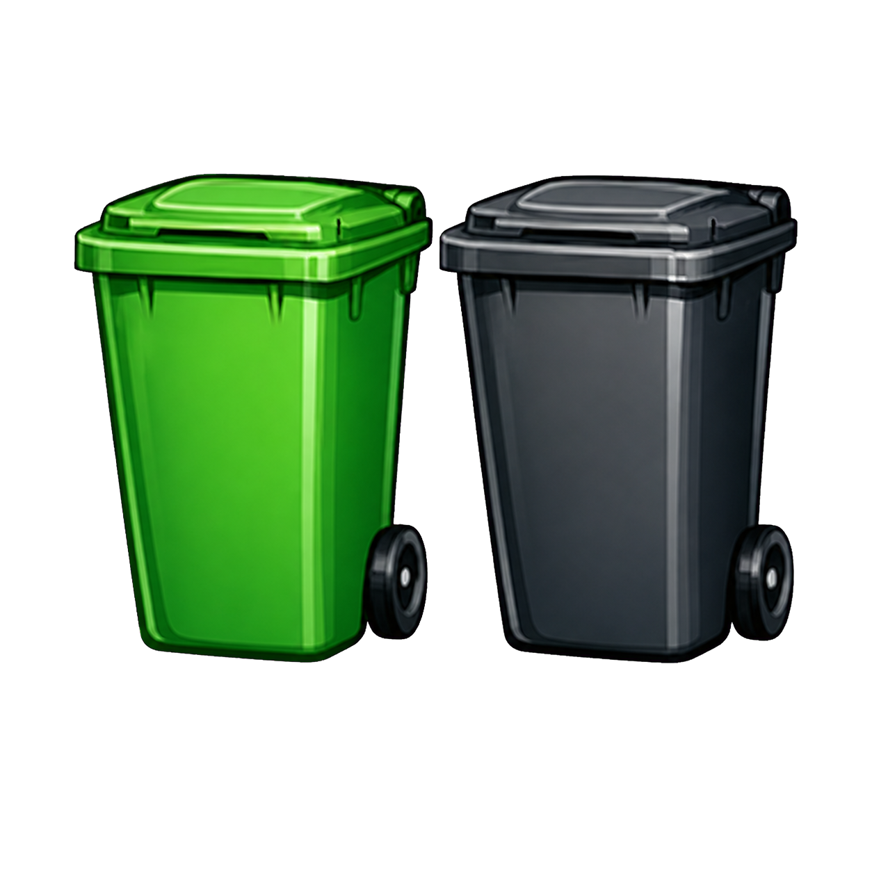 Groene en antraciete afvalcontainer